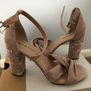 Blush suede heels